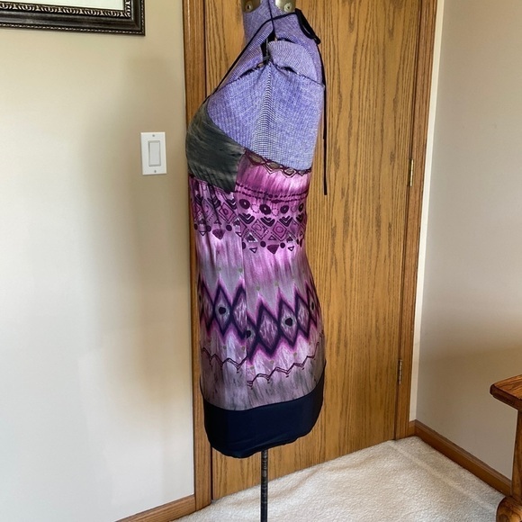 Halter Bodycon Mini Dress Purple Black Gray Juniors Large - Picture 2 of 9